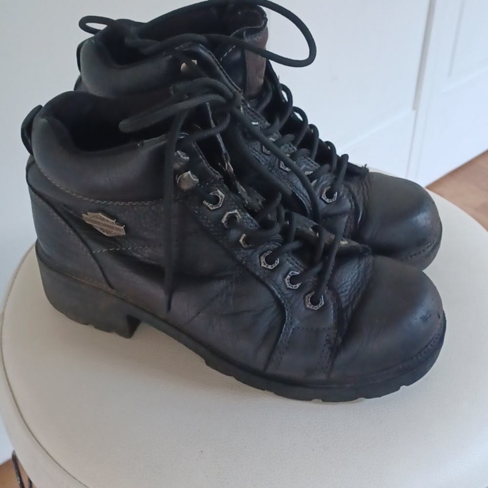 Harley-Davidson Black Leather Boots Women's Leather Harley Shoes Size 7